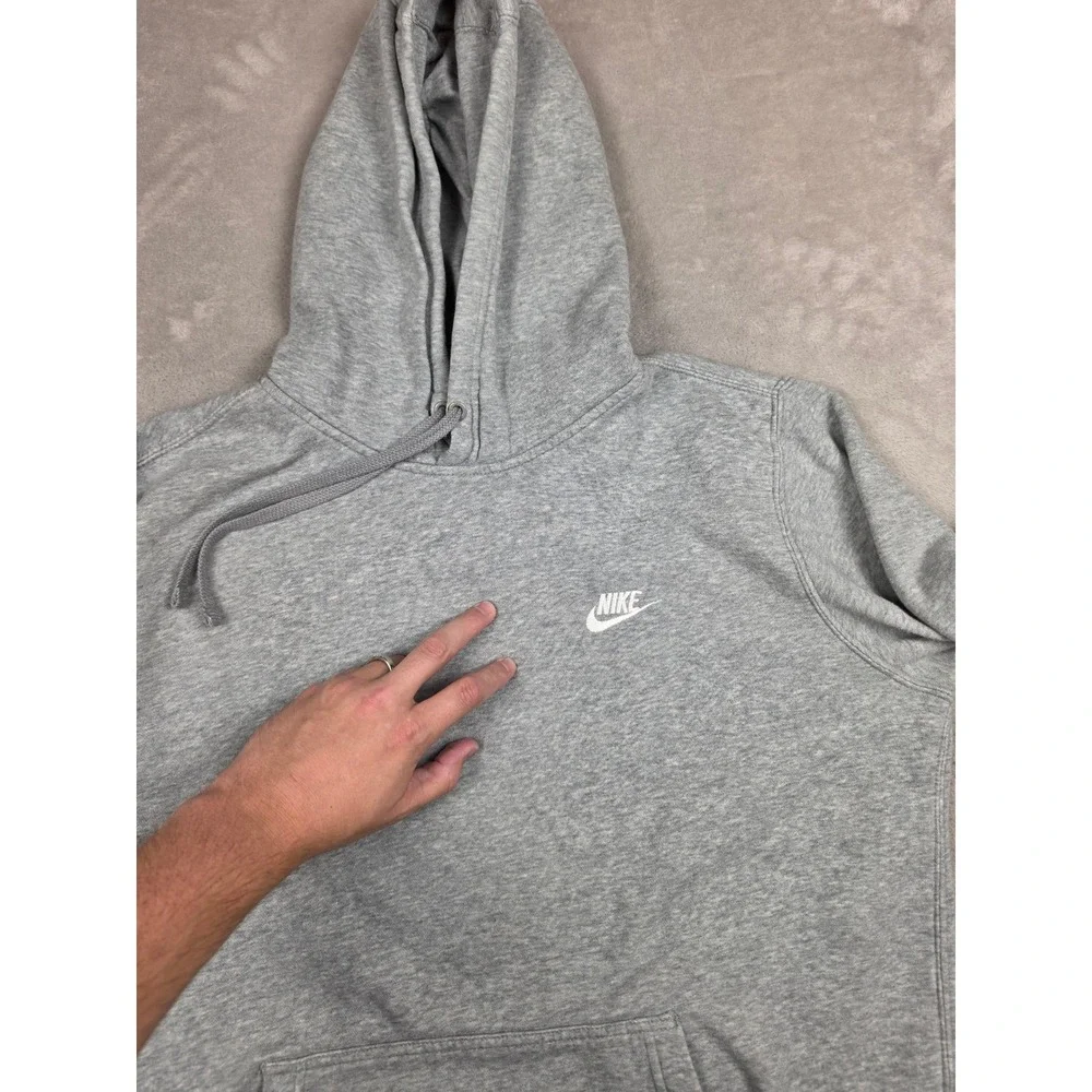 Nike Hoodie Mens Large Gray Sportswear Club Fleece Pullover Sweatshirt 804346